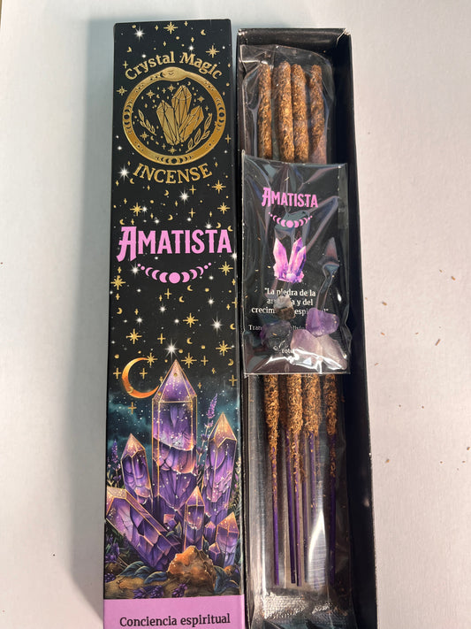 Incienso Amatista con chips de mineral