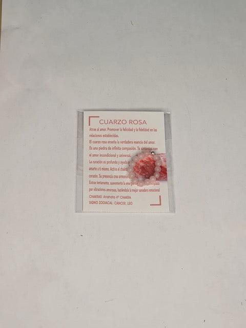 Anillo elastico de cuarzo rosa