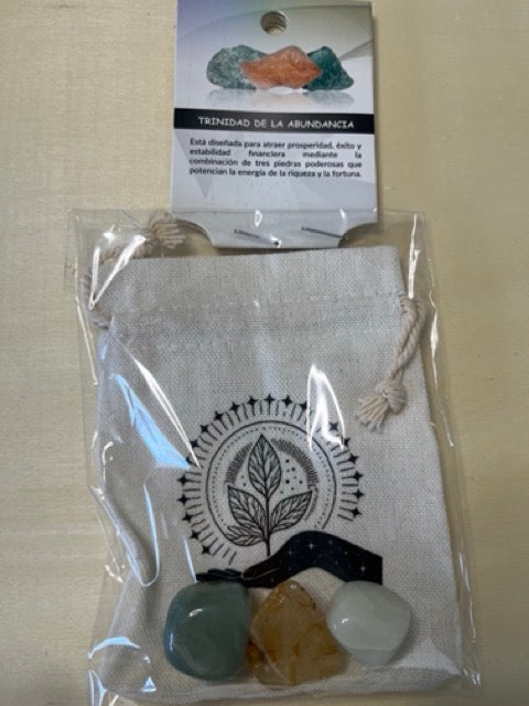 Bolsita de Minerales "Trinidad de la Abundancia" (Citrino, Jade y Aventurina Verde)