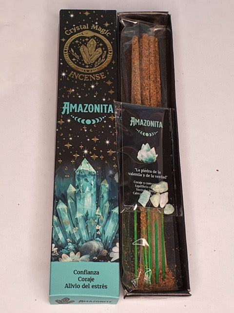 Incienso de amazonita con chips de mineral