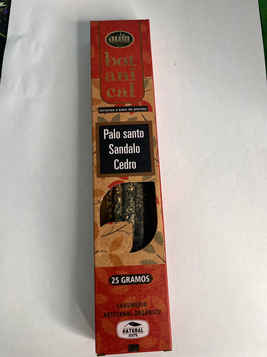 Incienso organico Palo santo, sándalo y Cedro