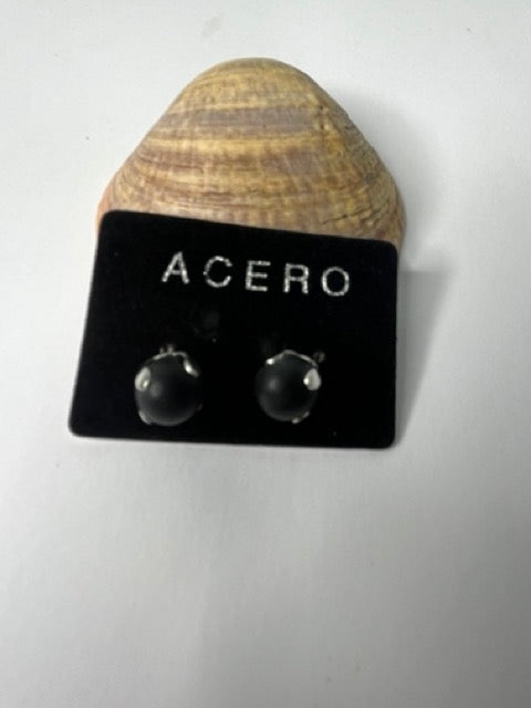 Pendientes de Acero con Bola de Shungita Reconstruida (8 mm) – Escudo Electromagnético