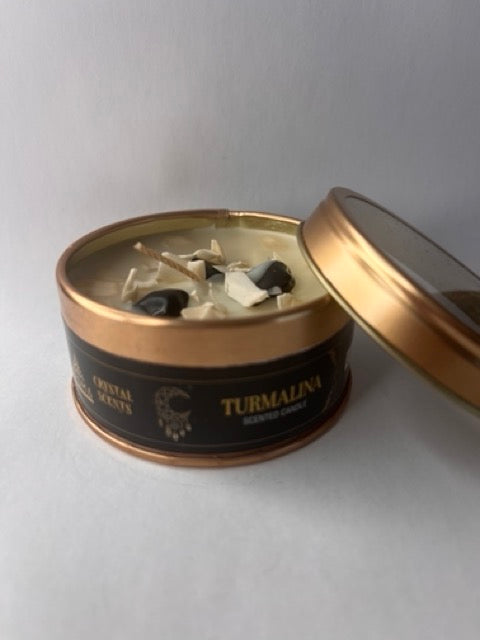 Vela Turmalina negra con chips de mineral