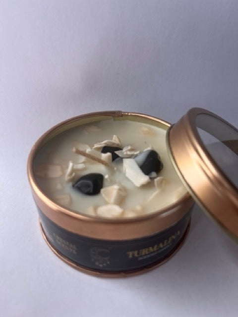 Vela Turmalina negra con chips de mineral