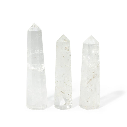 Punta de obelisco de seis caras de piedra preciosa aprox. 11 cm - Cuarzo claro